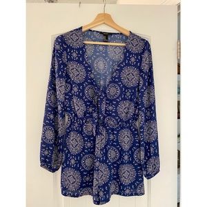 Blue and white romper